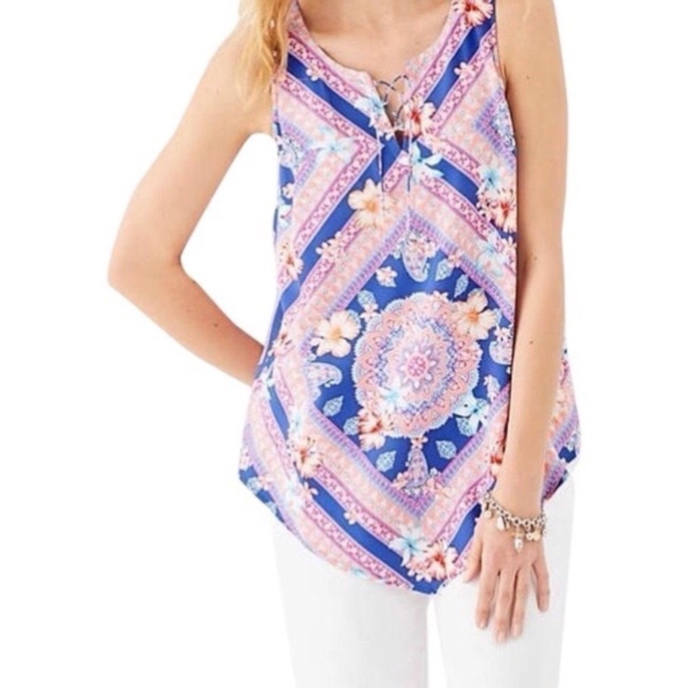 J. Jill Tropical Print Handkerchief Sleeveless Tank